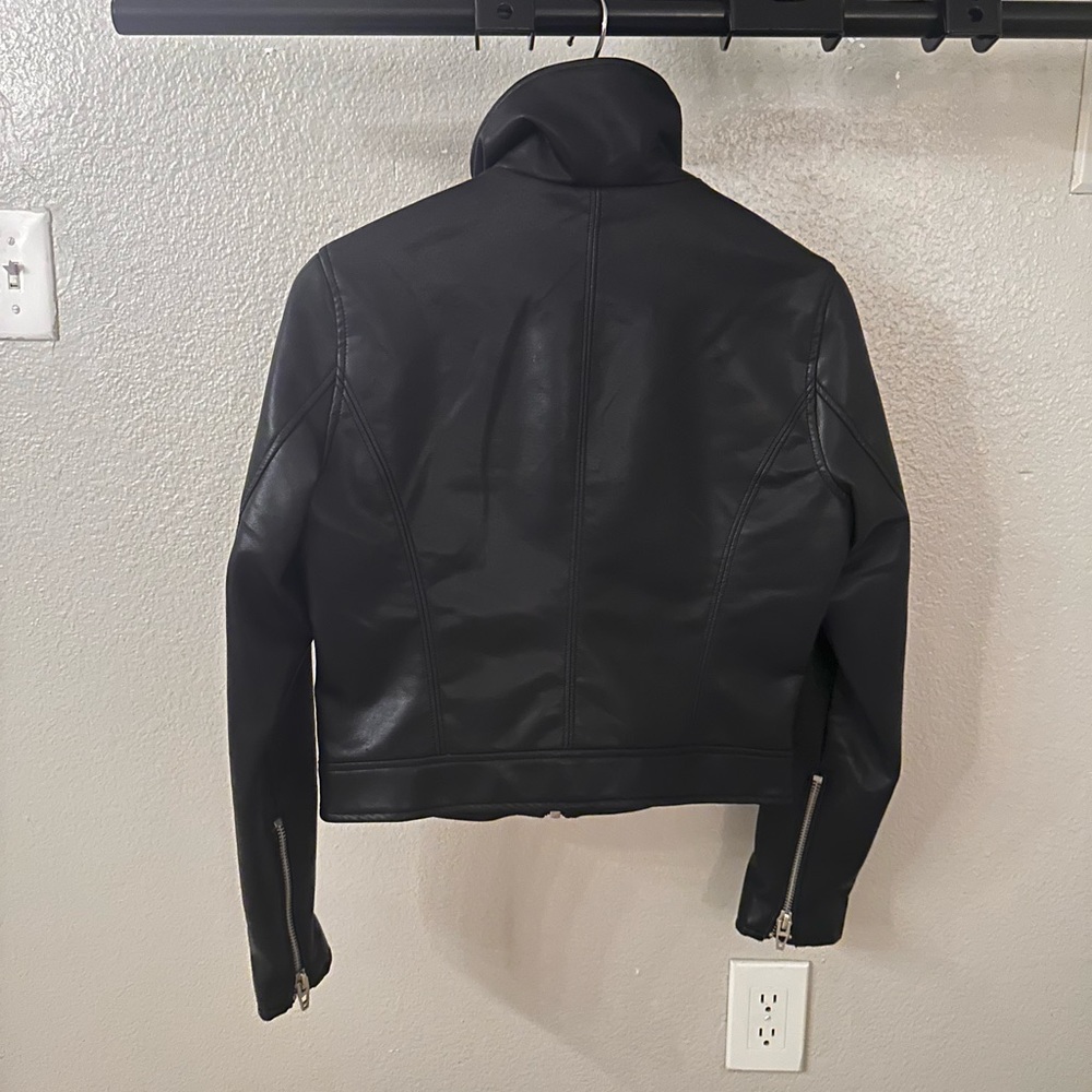 Blank NYC Faux Leather Jacket Asymmetrical Zip Moto Biker Vegan (Small)